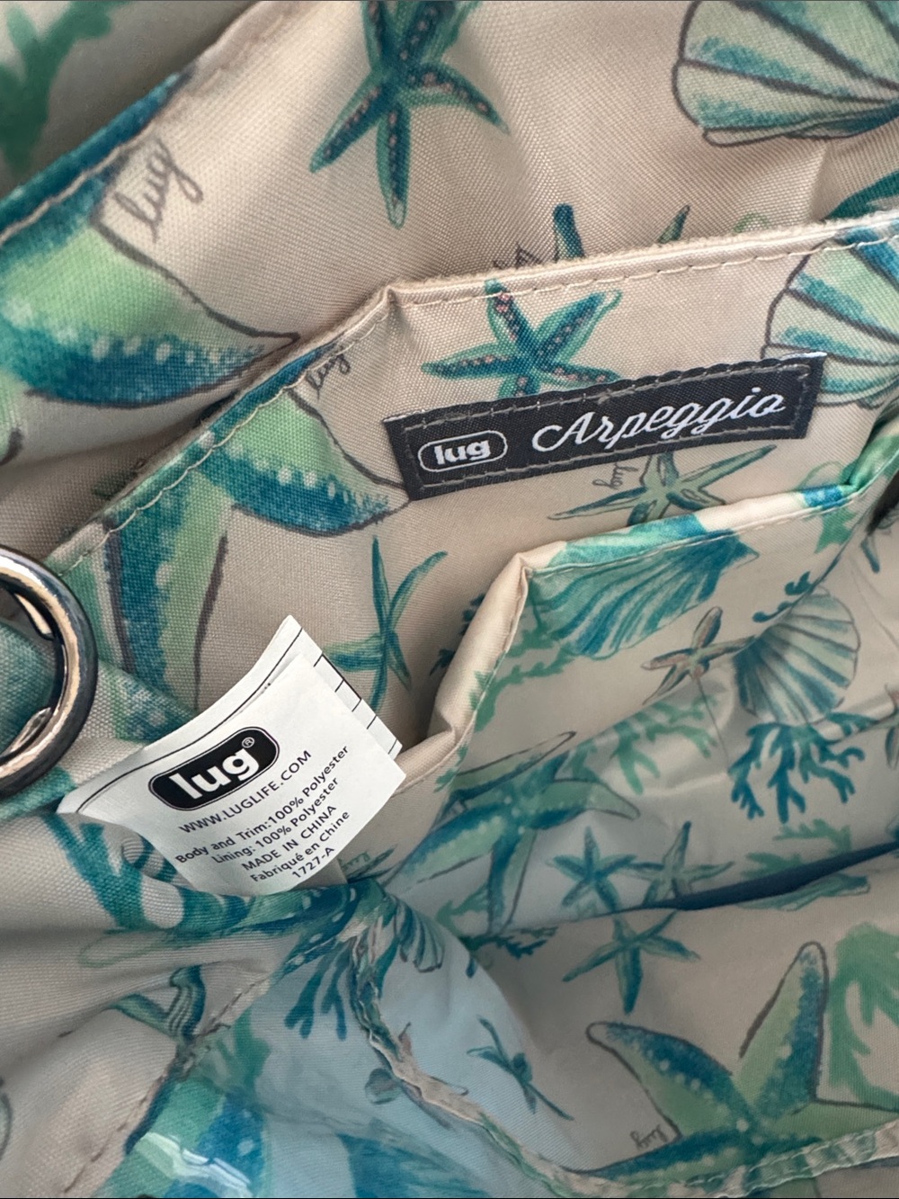 Lug ARPEGGIO Ocean Blue Quilted Tote Everyday Bag Travel Beach Casual Bag NWT - Picture 5 of 12